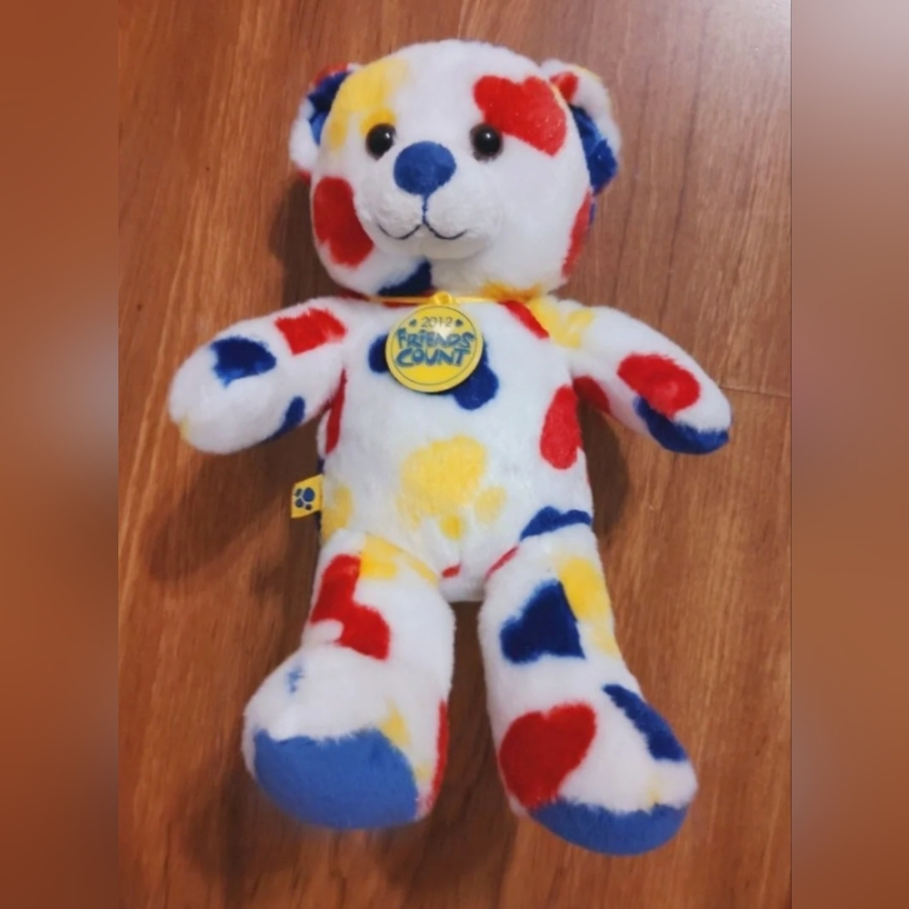 RARE! Build A Bear Friends Count Spotted Heart Paws Stuffed Animal Plush Toy 9''
